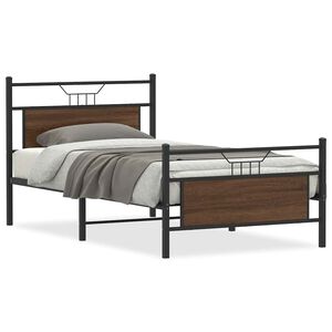 vidaXL Bed Frame without Mattress Brown Oak 107x203 cm Engineered Wood