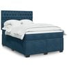 vidaXL Box Spring Bed with Mattress Blue 140x190 cm Velvet