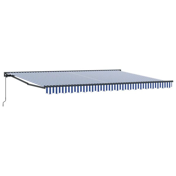 vidaXL Retractable Awning Manual Blue and White 450 x 300 cm