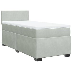 vidaXL Box Spring Bed with Mattress Light Grey 90x200 cm Velvet