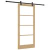 vidaXL Sliding Door Natural 93 x 211 cm Solid Pine Wood and Glass