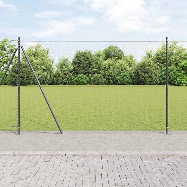 vidaXL Fence Post Grey 25 x 1.5 m (50 mm mesh) Steel