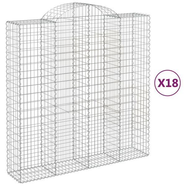 vidaXL Arched Gabion Baskets 18 pcs 200x50x200/220 cm Galvanised Iron