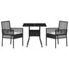 vidaXL Garden Dining Set 3 pcs Black Poly Rattan