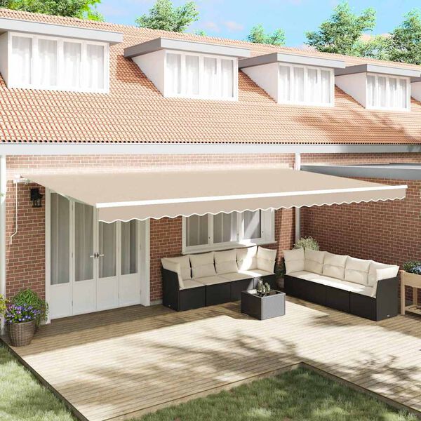 vidaXL Retractable Awning Beige 600 x 350 cm Polyester and Metal