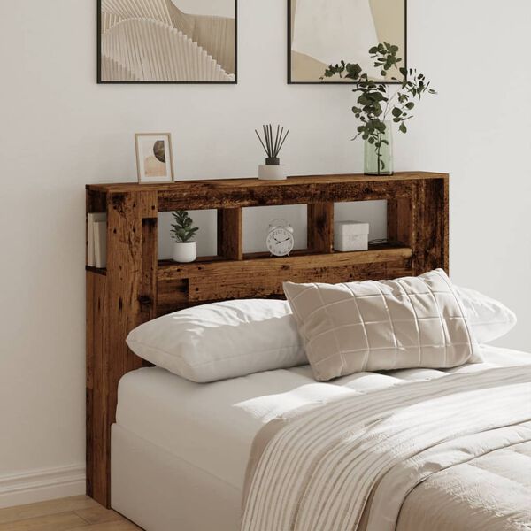 vidaXL LED Headboard Old Wood 140x18.5x103.5 cm Engineered Wood