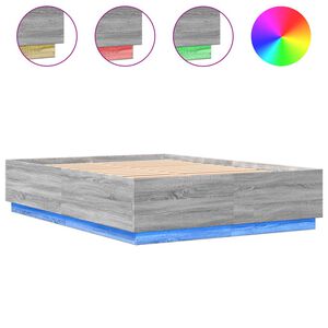 vidaXL Bed Frame with LED without Mattress Grey Sonoma 120x200 cm