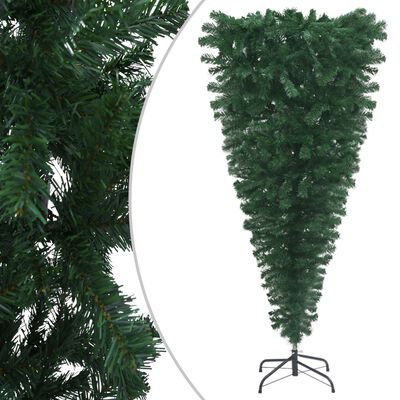 vidaXL Upside-down Artificial Pre-lit Christmas Tree Green 210 cm