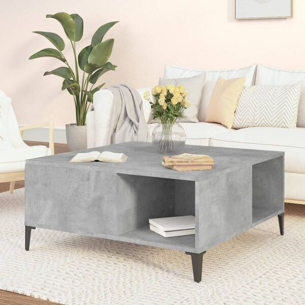 vidaXL Coffee Table Concrete Grey 80x80x36.5 cm Engineered Wood