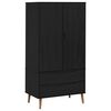 vidaXL Wardrobe MOLDE Black 90 x 55 x 175 cm Solid Pine Wood