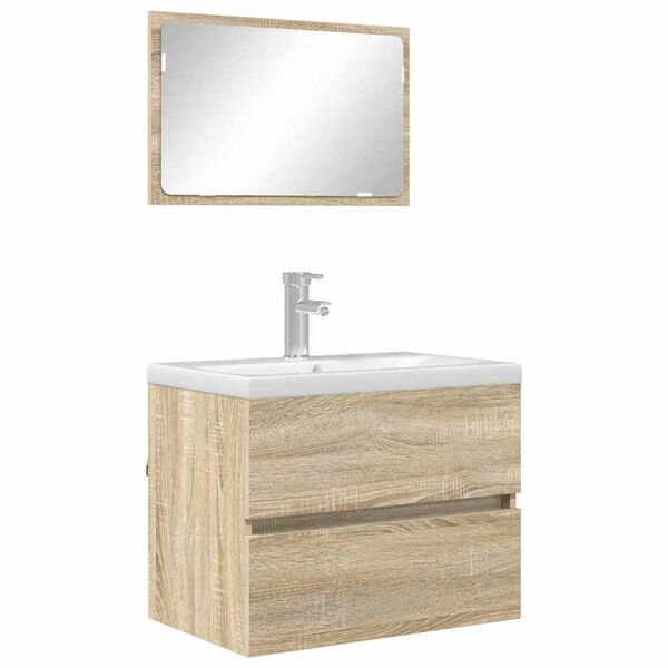 vidaXL Bathroom Furniture Set with Drawer Sonoma Oak Engineered Wood
