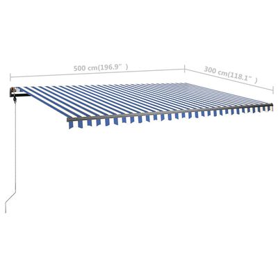 vidaXL Freestanding Manual Retractable Awning 500x300 cm Blue/White