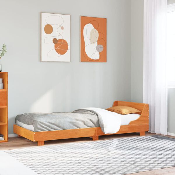 vidaXL Bed Frame without Mattress Wax Brown 100x200 cm Solid Wood Pine