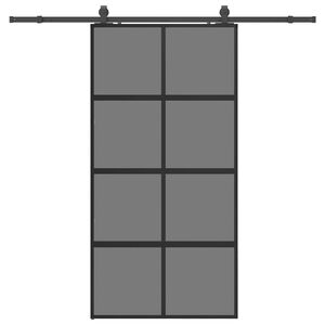 vidaXL Sliding Door with Hardware Set Black 102.5x205 cm Tempered Glass