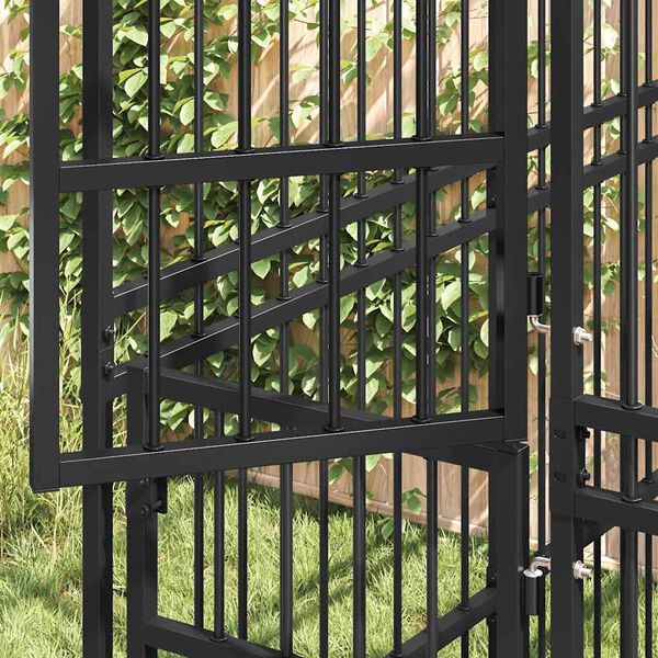 vidaXL Outdoor Dog Kennel with Roof Steel 5.53 m&sup2;