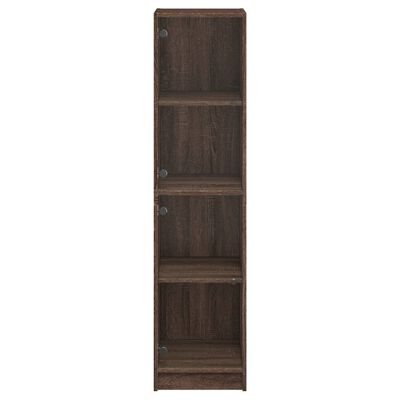 vidaXL Highboard with Glass Doors Brown Oak 35x37x142 cm