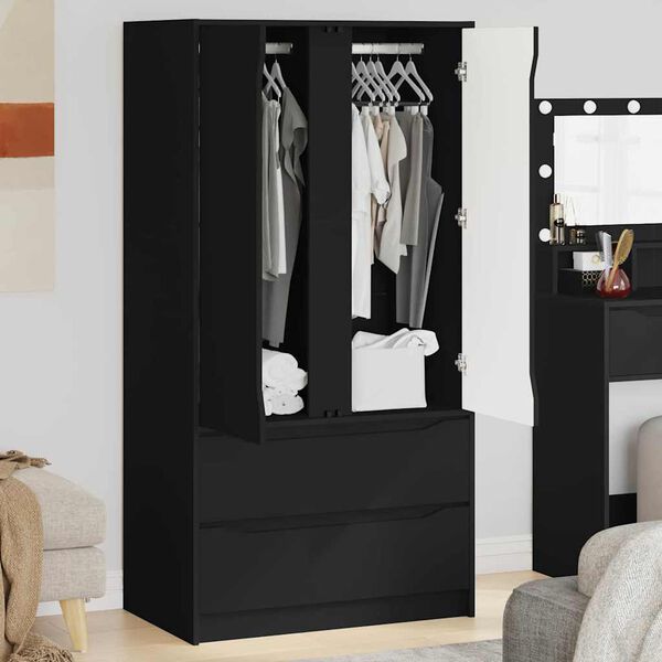 vidaXL Bathroom Cabinet Black 79.5 x 49 x 156 cm Engineered Wood