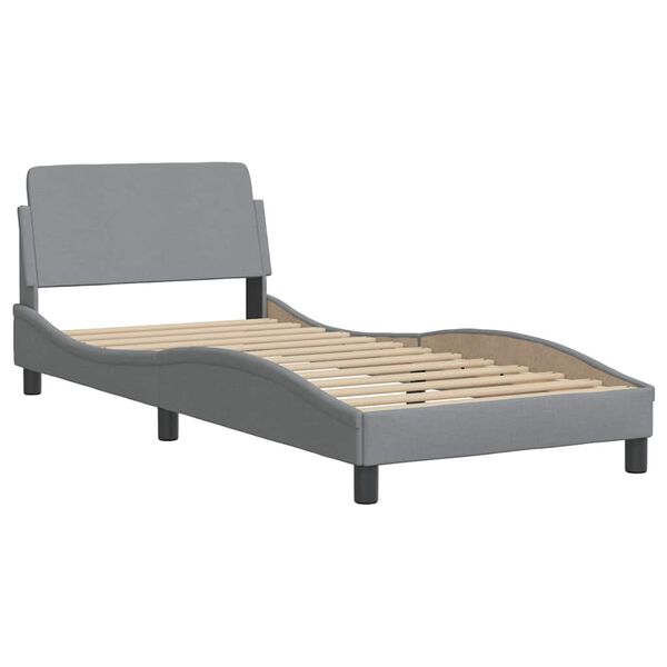 vidaXL Bed with Mattress "Dover" Light Grey Single Fabric