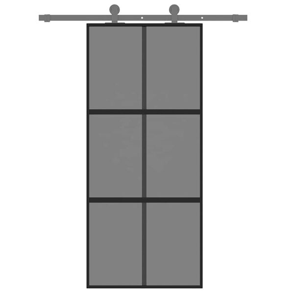 vidaXL Sliding Door Black 90x205 cm Tempered Glass and Aluminium