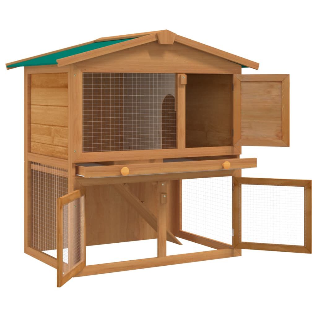 vidaXL Outdoor Rabbit Hutch Small Animal House Pet Cage 3 Doors