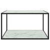 vidaXL Coffee Table Black with White Marble Glass 90x90x50 cm