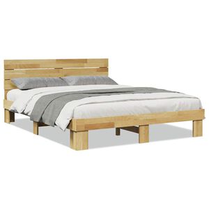 vidaXL Bed Frame with Headboard without Mattress 140x200 cm Solid Wood Oak