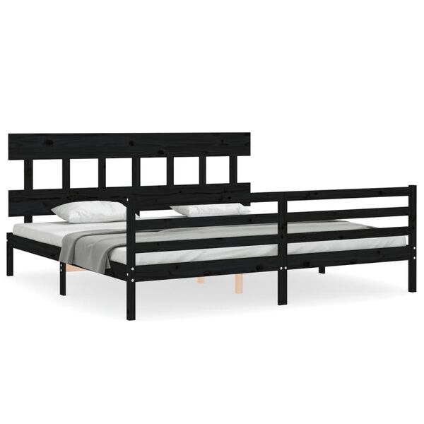vidaXL Bed Frame without Mattress Black 200x200 cm Solid Wood