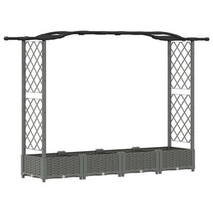 vidaXL Raised Bed with Trellis and Roof Light Grey 207 x 40 x 126 cm