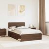 vidaXL Bed Frame with Headboard Brown Oak 120 x 200 cm Solid Pine Wood