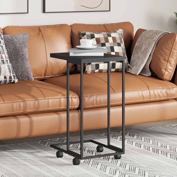 vidaXL Side Table with Wheels Black 40x30x63.5 cm Engineered Wood