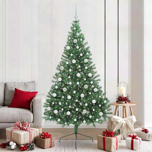 vidaXL Artificial Pre-lit Christmas Tree Green 210 cm PVC