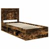 vidaXL Bed Frame with Drawer Smoked Oak 100 x 200 cm Solid Pine Wood