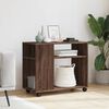 vidaXL Side Table with Wheels Brown Oak 70x35x60 cm Engineered Wood