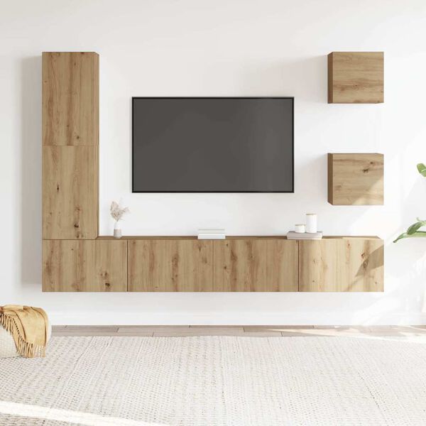 vidaXL 5 Piece TV Cabinet Set Wall-mounted Artisan Oak Engineered Wood