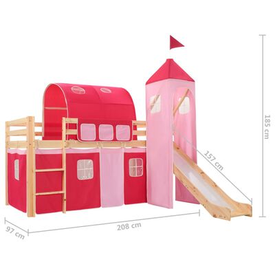 vidaXL Children's Loft Bed Frame with Slide & Ladder Pinewood 208x230cm