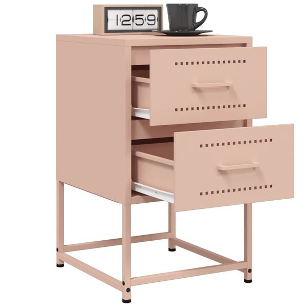 vidaXL Bedside Cabinets 2 pcs Pink 36x39x60.5 cm Steel