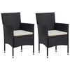 vidaXL 3 Piece Garden Dining Set Poly Rattan and Tempered Glass Black