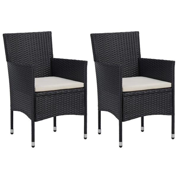 vidaXL 3 Piece Garden Dining Set Poly Rattan and Tempered Glass Black