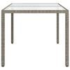 vidaXL Garden Table 150x90x75 cm Tempered Glass and Poly Rattan Grey