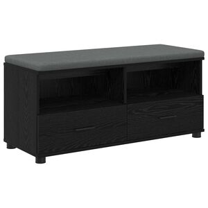 vidaXL Hall Bench with Cushion with Drawer Black Oak 100 x 38 x 46 cm