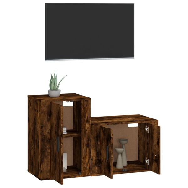 vidaXL 2 Piece TV Cabinet Set Smoked Oak Engineered Wood