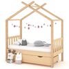 vidaXL Kids Bed Frame with a Drawer Solid Pine Wood 70x140 cm