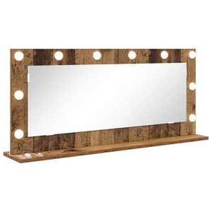 vidaXL Vanity Mirror with LED Strip Lights Old Wood 100 x 45 x 18 cm