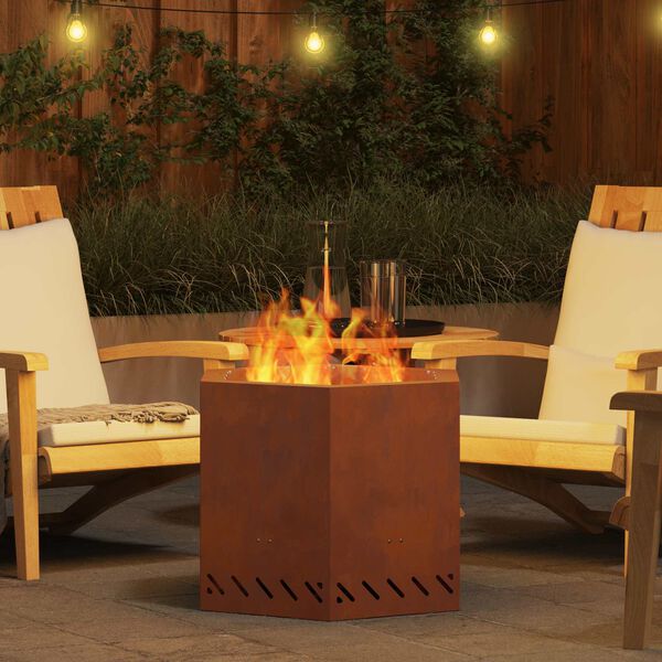 vidaXL Smokeless Fire Pit Brown 58 x 58 x 51 cm Weathering Steel