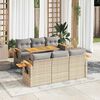 vidaXL 7 Piece Garden Sofa Set with Cushions Beige Poly Rattan Acacia