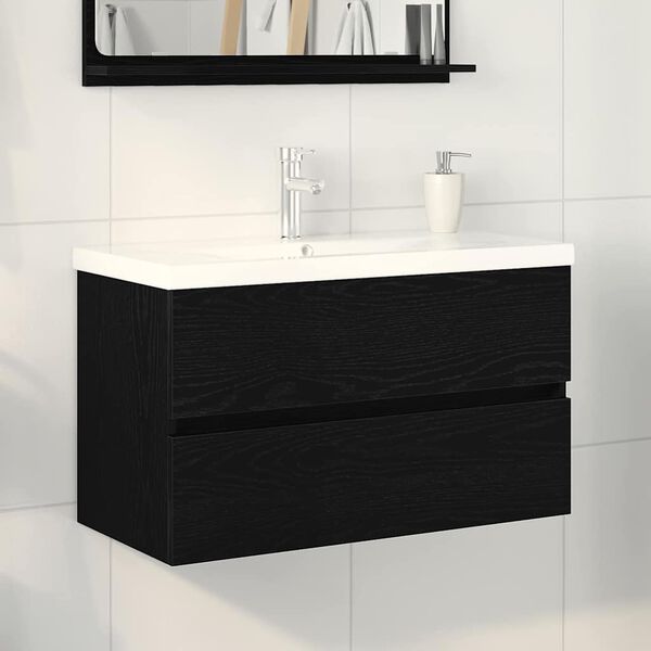 vidaXL Sink Cabinet Black oak 80 x 39 x 62 cm Engineered wood