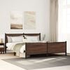vidaXL Metal Bed Frame without Mattress Brown Oak 140x190 cm