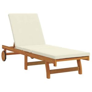 vidaXL Sun Lounger Brown and Cream 199 x 63 x 85 cm Solid Acacia Wood