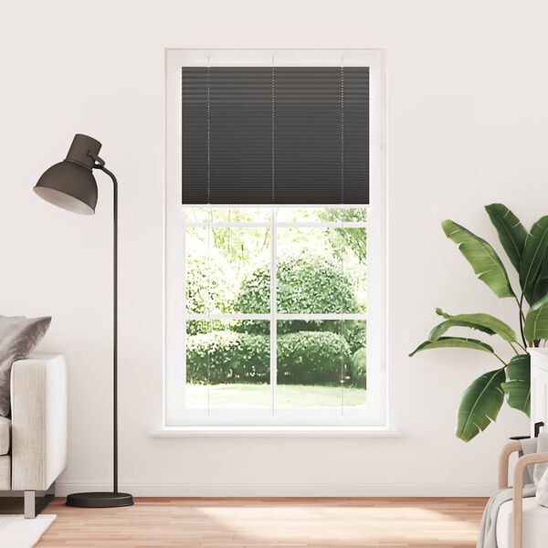 vidaXL Pleated Blind Black 110x200 cm Fabric Width 109.4 cm Polyester