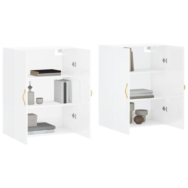 vidaXL Wall Mounted Cabinets 2 pcs High Gloss White 69.5x34x90 cm